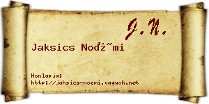 Jaksics Noémi névjegykártya